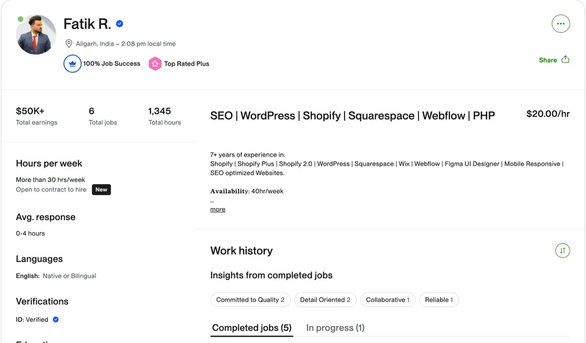 Upwork proof: $50K+ Earned
