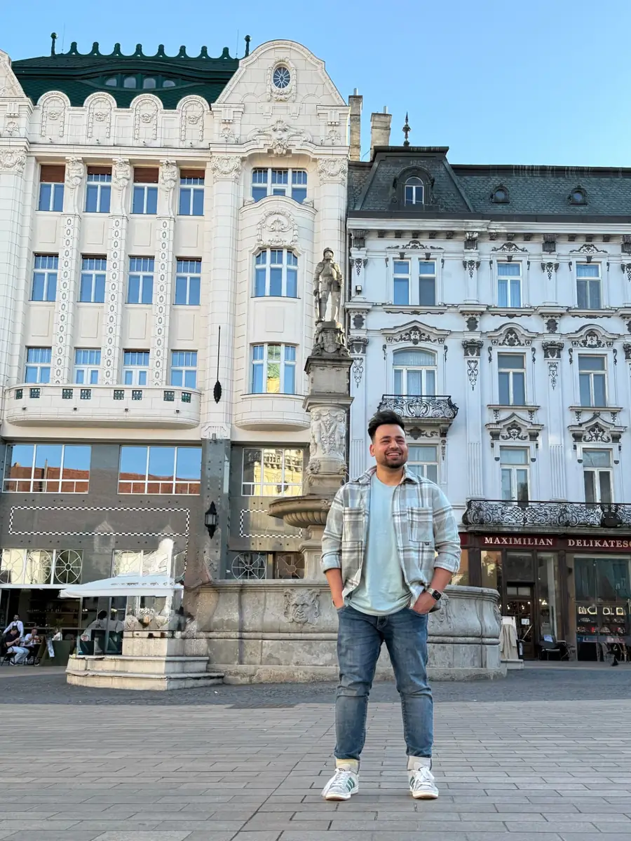 Fatik Rahman at the old town square in Bratislava