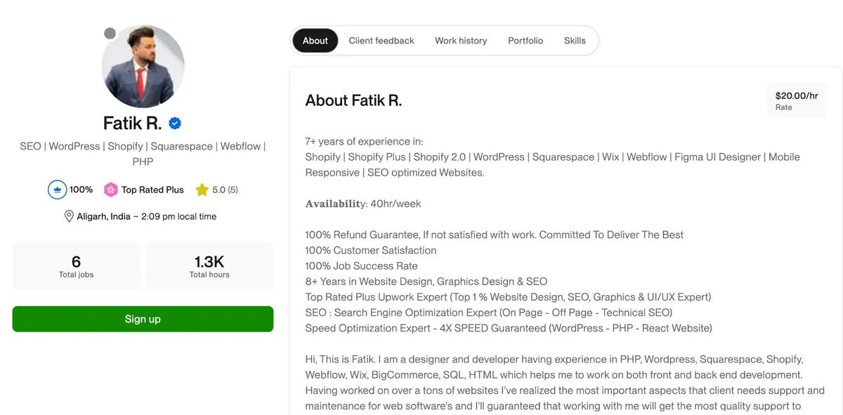 Upwork proof: Top Rated Plus